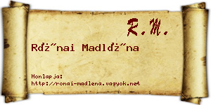 Rónai Madléna névjegykártya